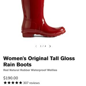 Hunter Women's Glossy Red Tall Rain Boots